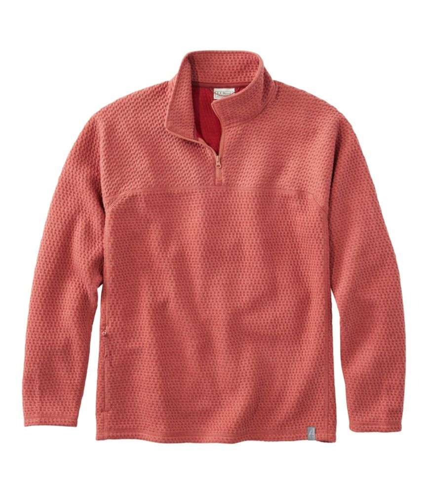 Men's Ridgeknit Pullover, Quarter-Zip Light Mahogany Small, Synthetic Polyester Blend L.L.Bean | L.L. Bean