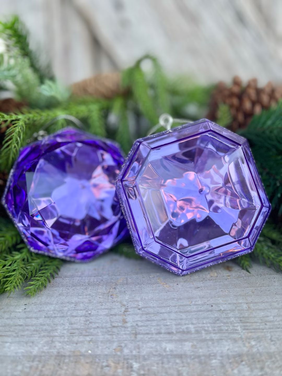 Set of 2 5" Purple Jewel Ornament, Jewel Oramnet, Christmas Ornament, square Cut Jewel, square Je... | Etsy (US)