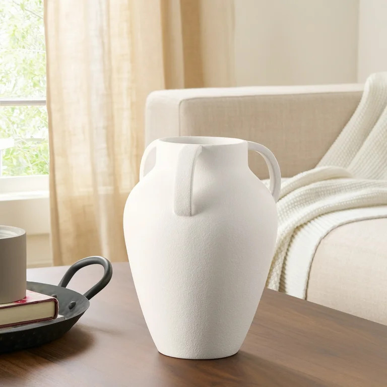 Better Homes & Gardens 9.8" White Handled Ceramic Vase | Walmart (US)