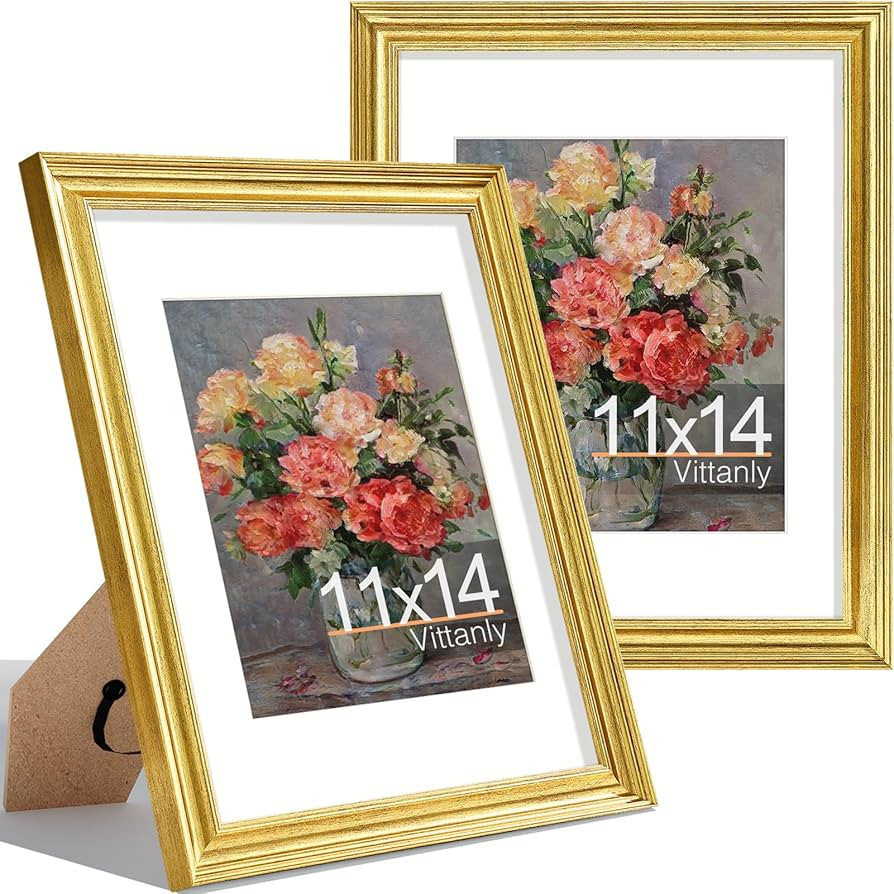 Vittanly 11x14 Picture Frames Set of 2, Display 8x10 Pictures with Mat or 11x14 without Mat, Rust... | Amazon (US)