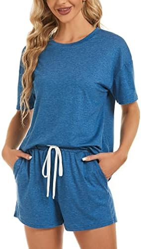 LOCUBE Women's Pajama Set Soft Comfy 2-Piece Short Sleeve Lounge Sleepwear with Drawstring Shorts... | Amazon (US)