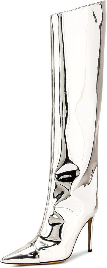 MUCCCUTE Women's Metallic Knee High Boots-Pointed Toe Stiletto Chrome Thigh High Boots-Sexy Fashi... | Amazon (US)