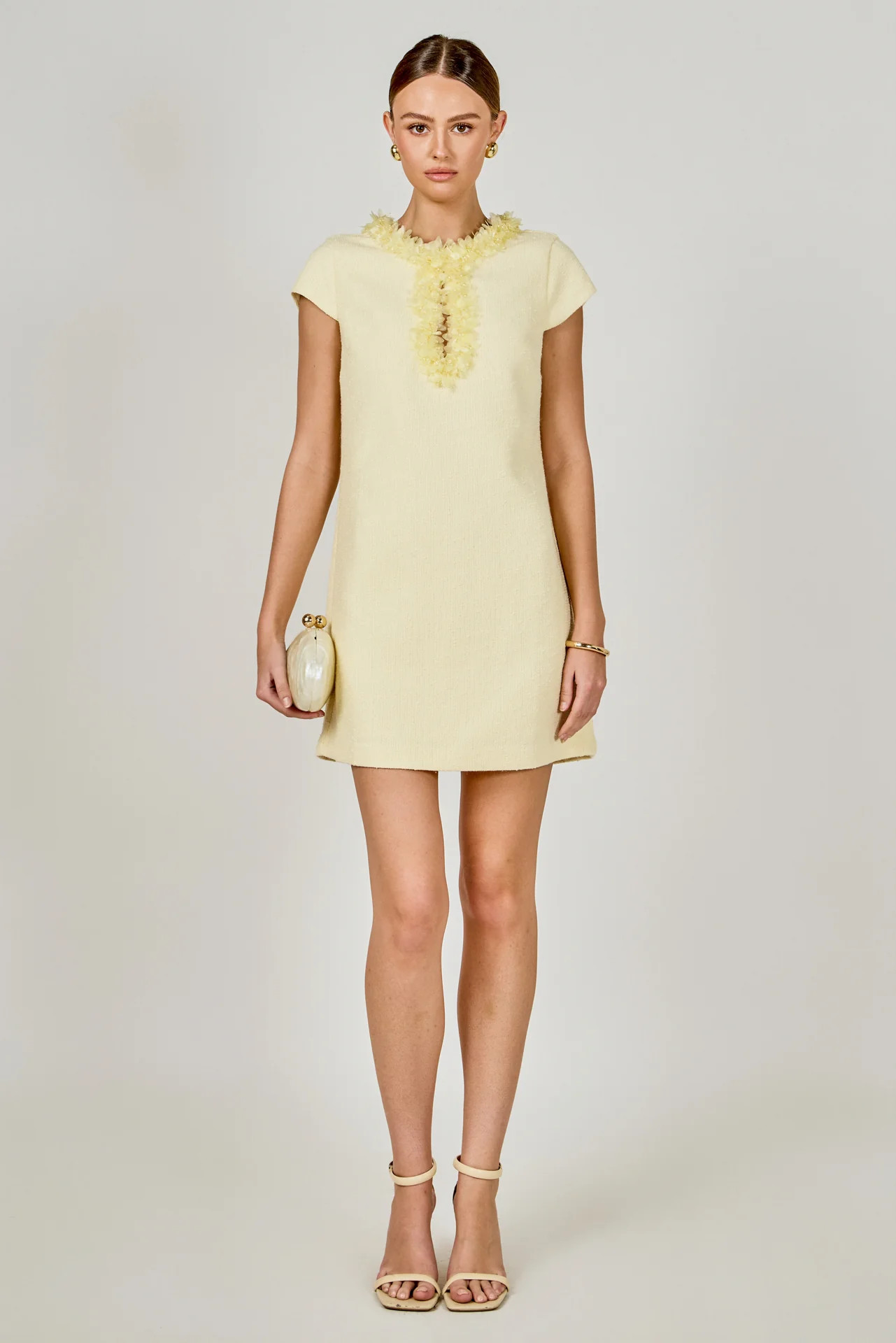 Tweed Mini Dress With Floral Trim | Endless Rose