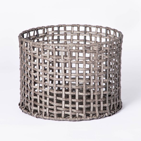 Manmade Rattan Outdoor Basket Gray - Threshold™ designed with Studio McGee | Target