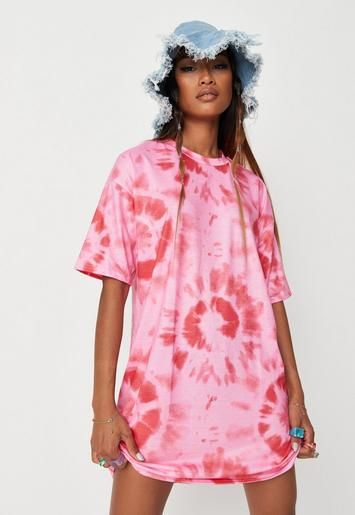 Pink Tie Dye T Shirt Dress | Missguided (US & CA)