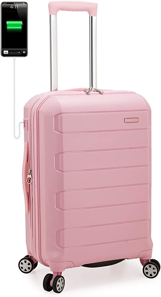 Traveler's Choice Pagosa Indestructible Hardshell Expandable Spinner Luggage, Pink, Carry-on 22-I... | Amazon (US)