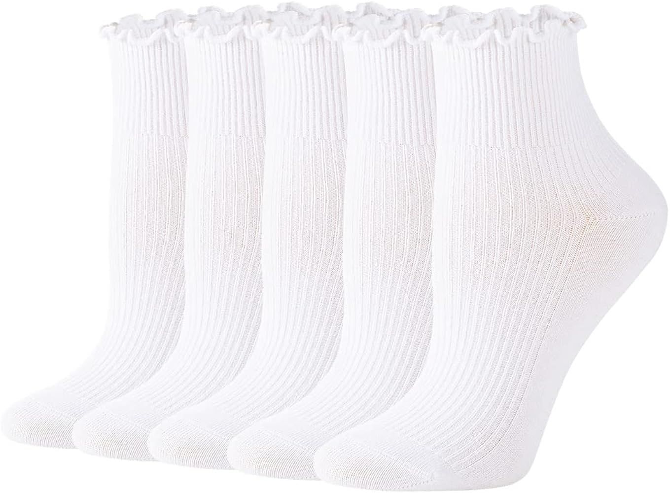Losa Kute 5 Pairs Unisex Crew Socks for Men and Women’s Socks Size 6-9 9-11 Long Socks | Amazon (US)
