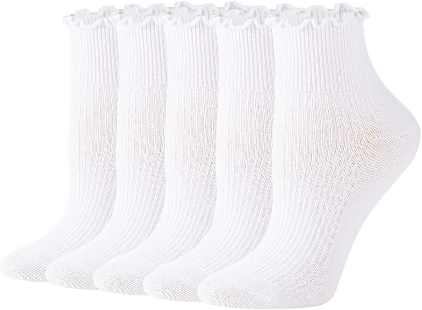 5 Pairs Unisex Crew Socks for Men and Women’s Socks Size 6-9 9-11 Long Socks | Amazon (US)