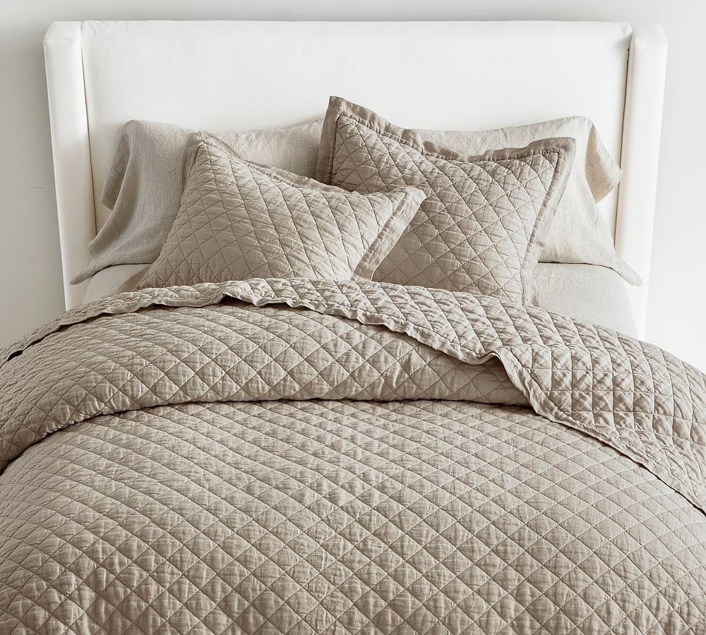 Belgian Flax Linen Diamond Quilt | Pottery Barn (US)