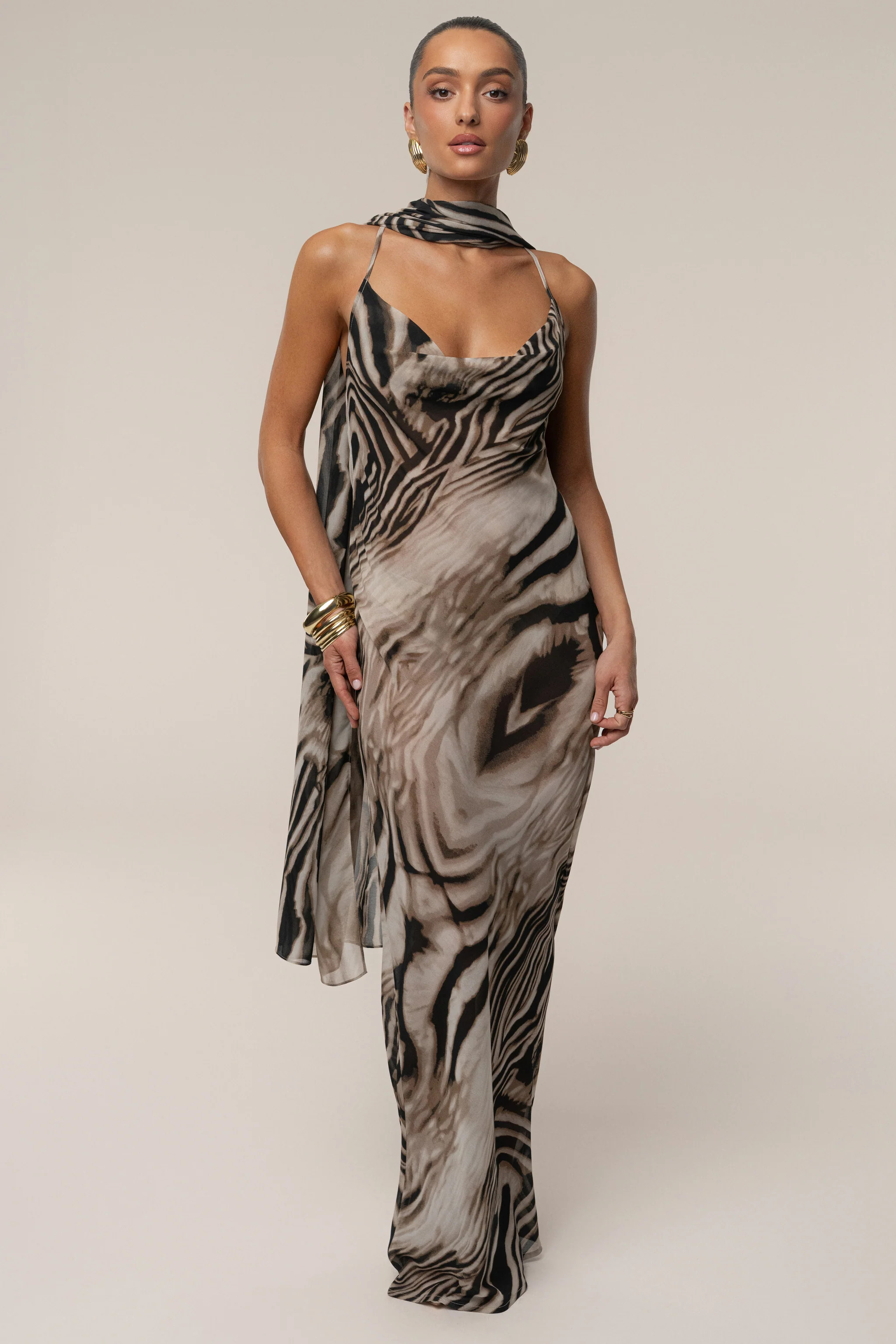 Brown Zebra Print Infinite Journey Maxi Dress | JLUXLABEL