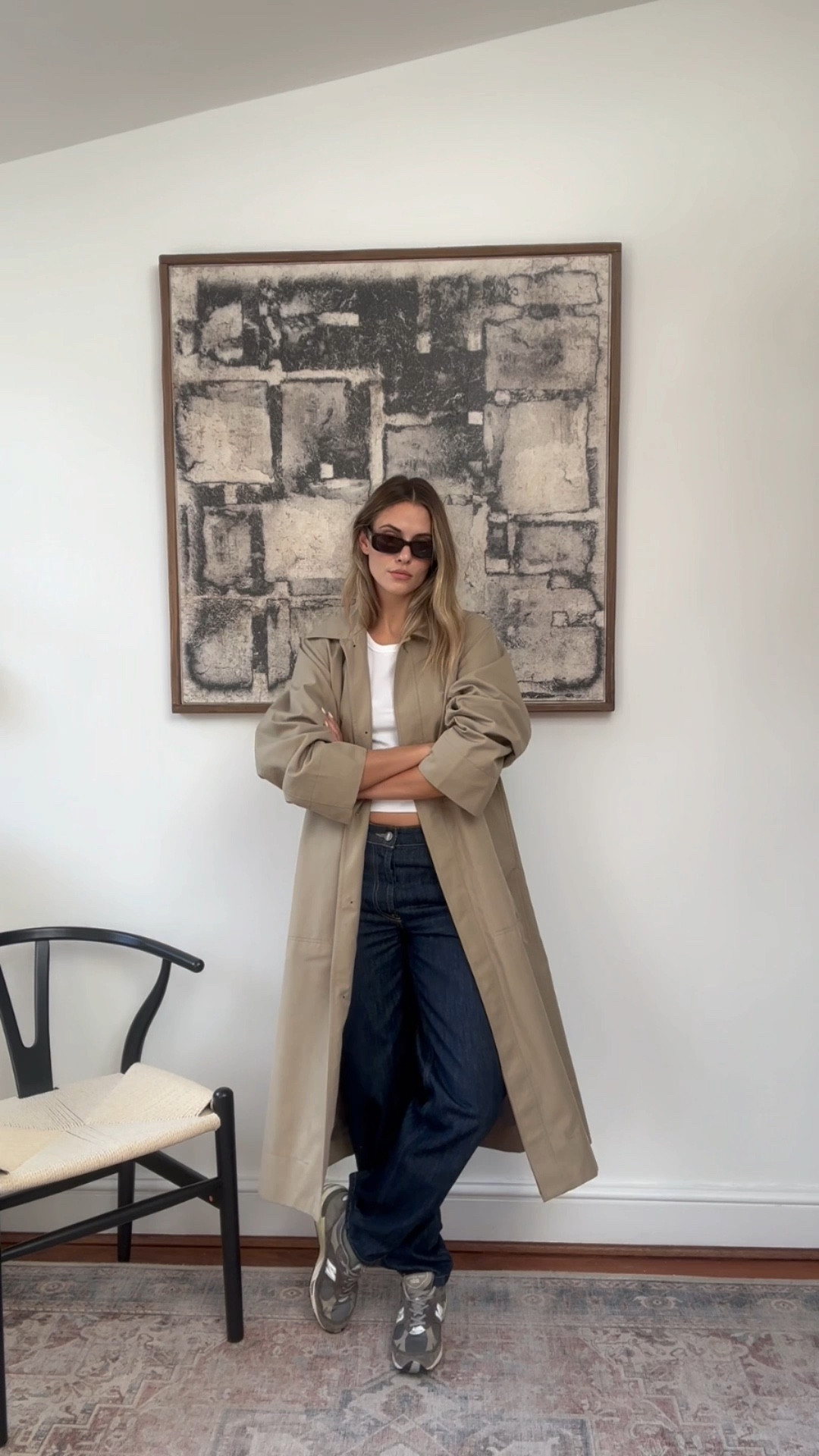 LOVE this jacket! This exact one was from mango last year and now sadly sold out. However, I’ve tagged one with a similar silhouette that is a similar price! I always size up a few in trench coats for a nice oversized fit. Sunglasses are le specs but it won’t let me add them so I’ve added some other cheaper alternatives 🫶🏼

#LTKstyletip #LTKVideo