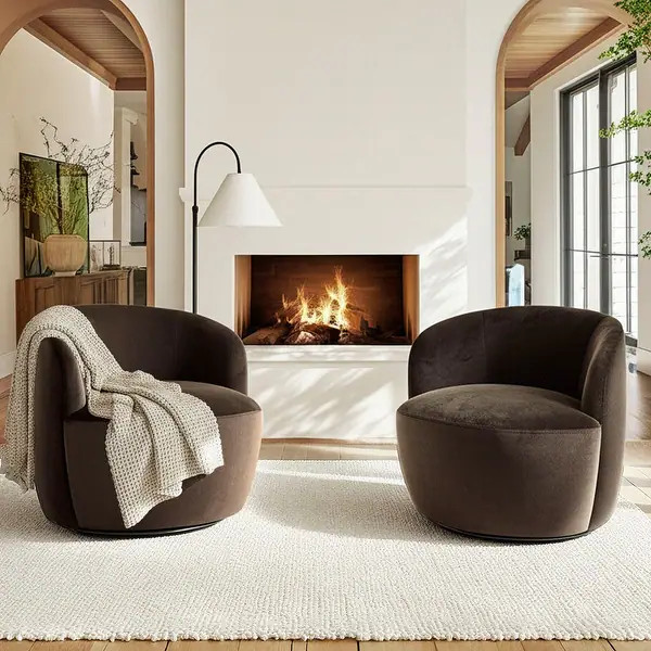 26.5" Wide Velvet Small Swivel Barrel Accent Chair(Set of 2) - Bed Bath & Beyond - 43718080 | Bed Bath & Beyond