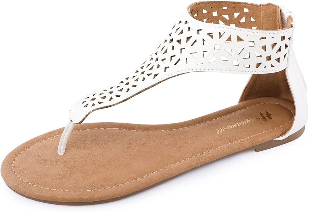 Women's Thong Flat Sandals T-Strap Sandals Ankle Strap Strappy Sandals Summers Sandals | Amazon (US)