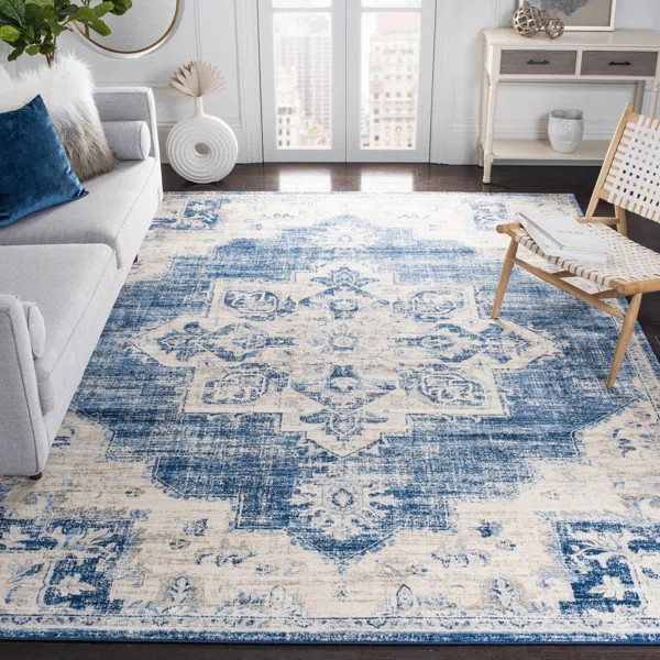 Stadler Oriental Navy Area Rug | Wayfair North America