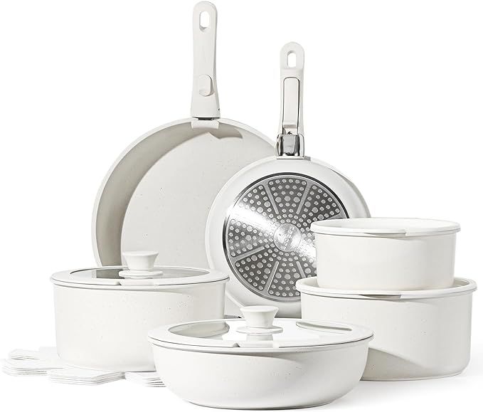 CAROTE 21pcs Detachable Handle Pots and Pan Set, Nonstick Induction Cookware, Removable Handle, R... | Amazon (US)