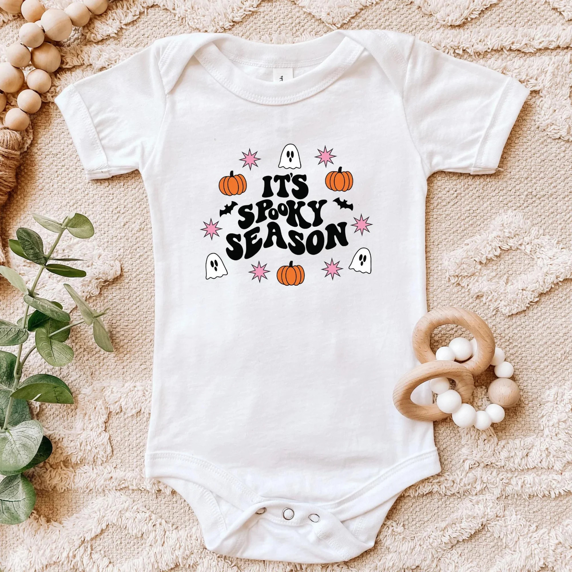 It's Spooky Season Short Sleeve Bodysuit, White | SpearmintLOVE