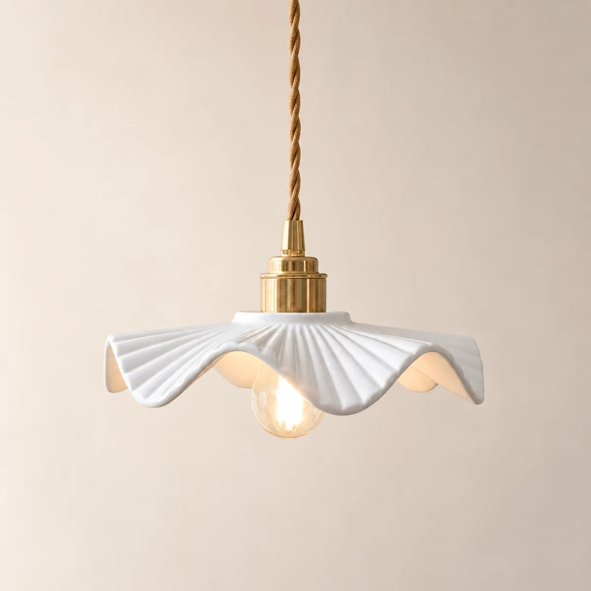 Ceramic Ruffled Scalloped Single-Light Pendant Light | Wayfair North America