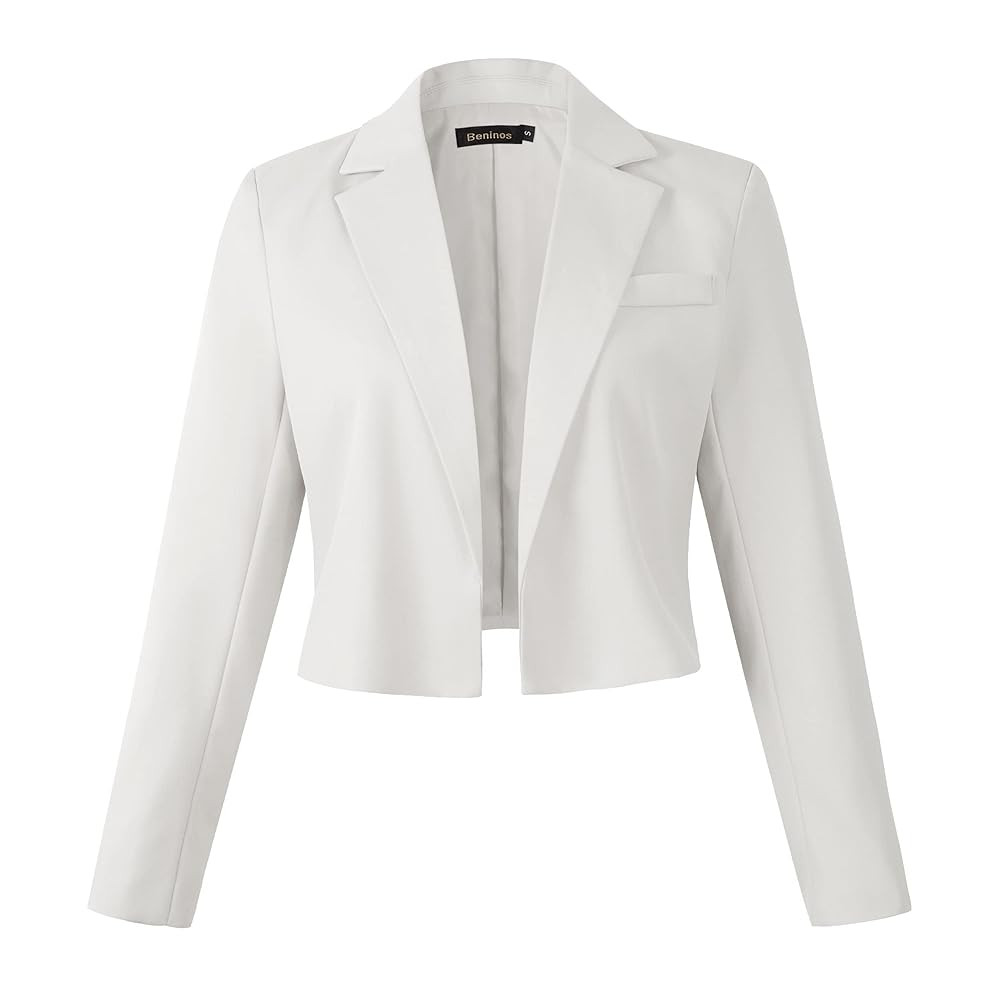 Beninos Womens Casual Blazers Open Front Cropped Blazer Jacket | Amazon (US)
