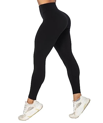 Sunzel Workout Leggings for Women, Tummy Control Compression Workout Gym Yoga Pants, No Front Seam & High Waist 28" Black X-Small | Amazon (US)