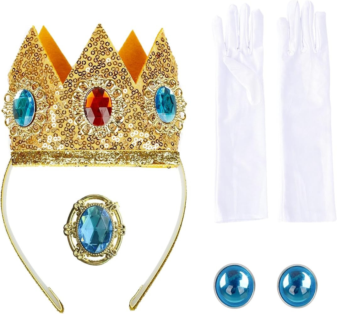 Princess Crown Accessories Kit 4 PCS Set for Women Girls Princess Peach Costume (Peach Tiara Crow... | Amazon (US)