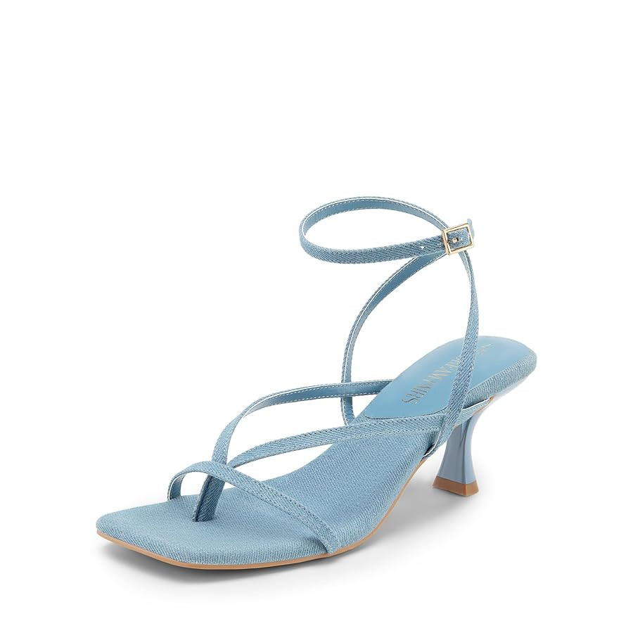 DREAM PAIRS Women's kitten Low Strappy Lace Up Heels Open Square Toe Thong Ankle Strap Heels Sexy... | Amazon (US)