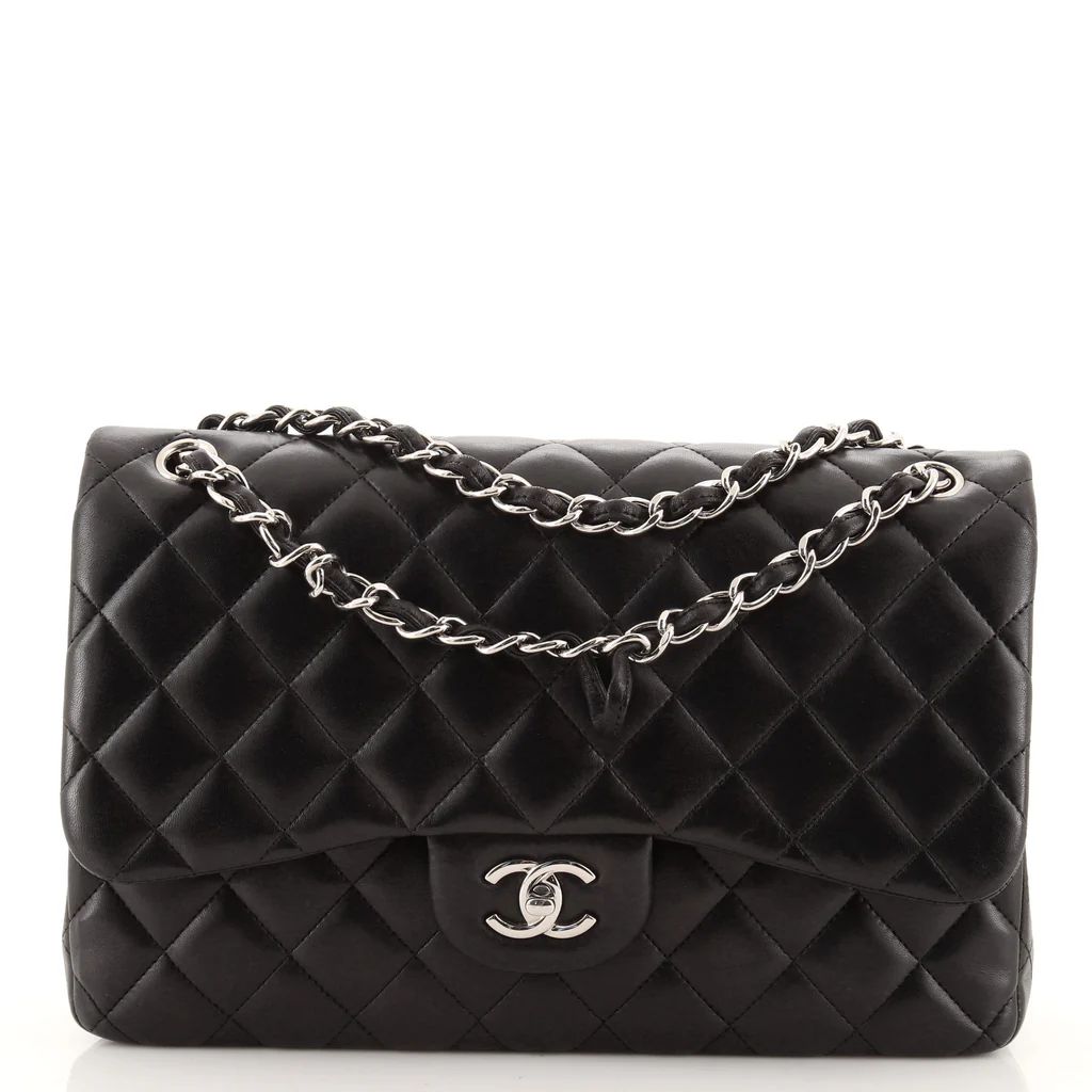 Chanel Classic Double Flap Bag Quilted Lambskin Jumbo Black 9699222 | Rebag