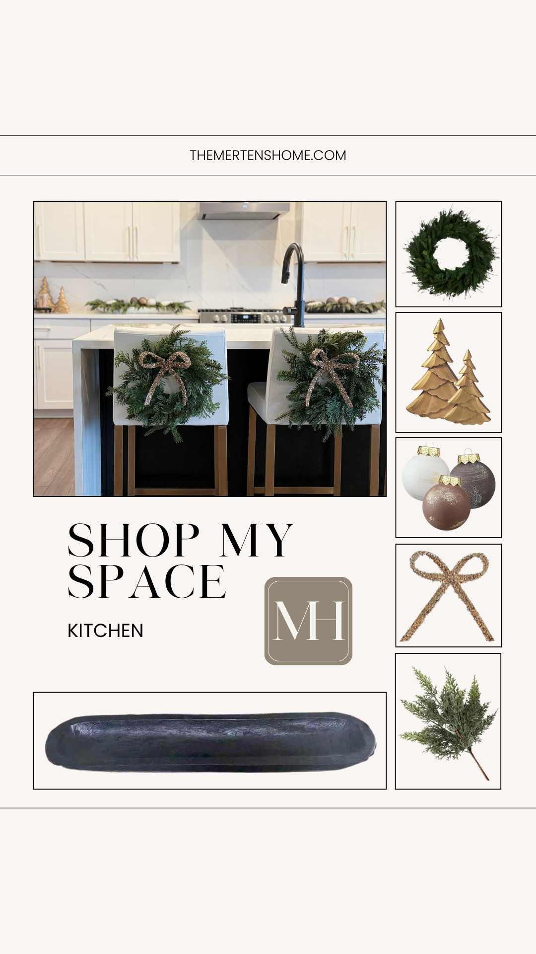 Shop my holiday kitchen—cozy, functional finds I enjoy through the holidays 🎄✨ Mini wreaths and gold bows for my counter stools, mini gold trees for my hot cocoa corner, and trays of greenery and ornaments really bring the holiday vibes. 

 

#LTKHoliday #LTKHome