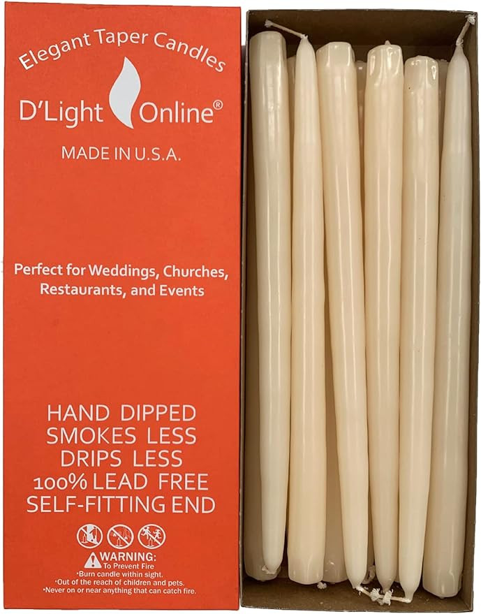 Elegant Cream Ivory Taper Candles 10 Inch Premium Quality Candles, Hand-Dipped, Dripless Tapered ... | Amazon (US)