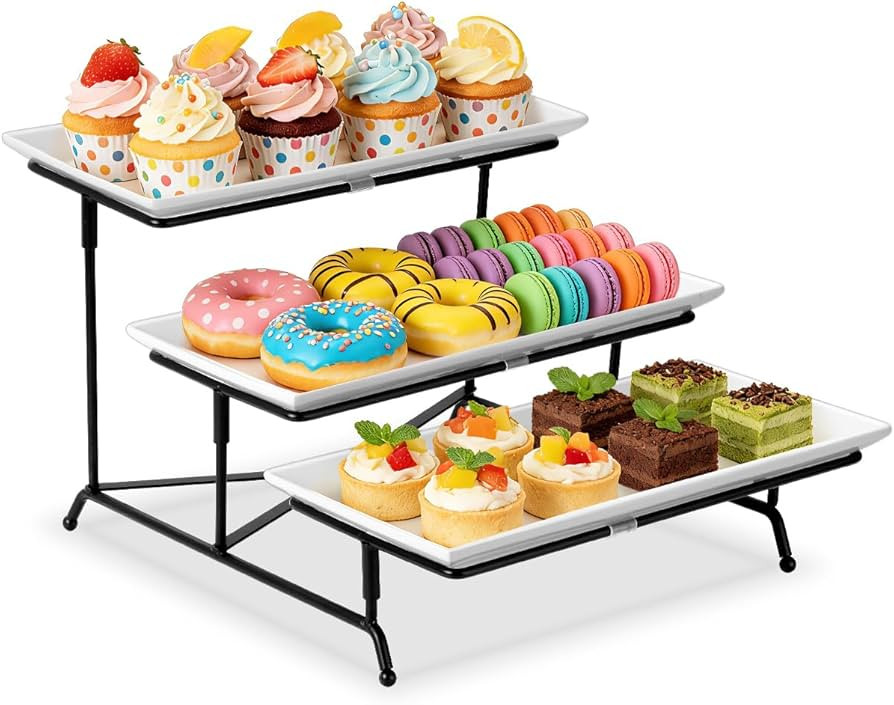 Yedio 3 Tier Serving Trays for Party, Porcelain Serving Platters and Trays, 12 Inch Tiered Tray S... | Amazon (US)