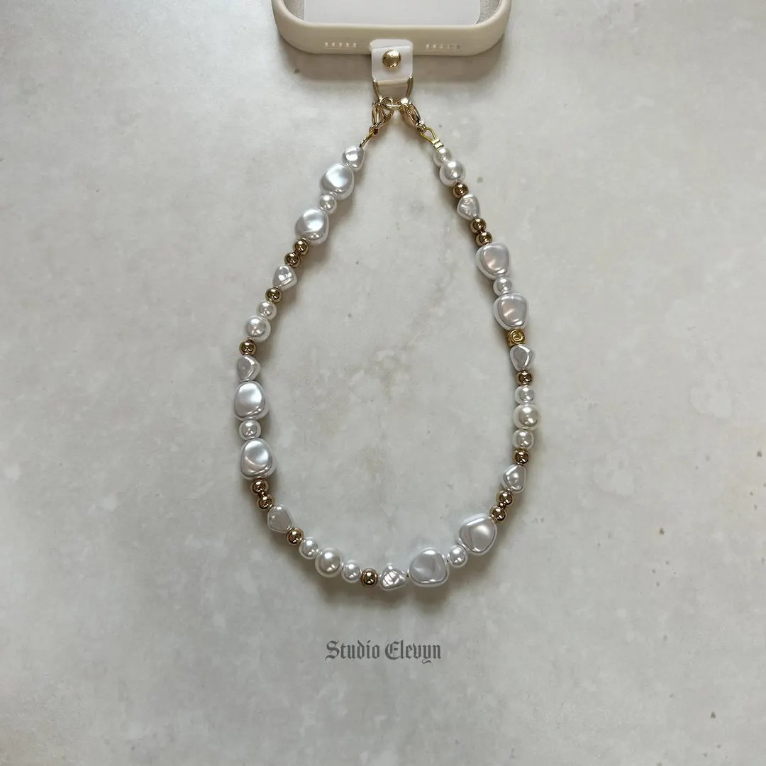 Pearl | Beaded Gold Phone Strap With Insert - Universal Fit - Etsy | Etsy (Global)