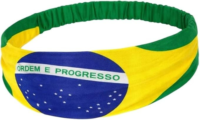 Faixa Brasil Copa do Mundo com Elástico + Corneta – Headband Verde Amarela para Torcida, Jogos... | Amazon (BR)