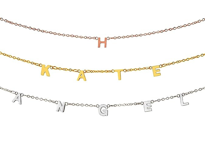 MignonandMignon Personalized Your Name Necklaces for Mom Women Multiple Initial Sideways Charm Cu... | Amazon (US)