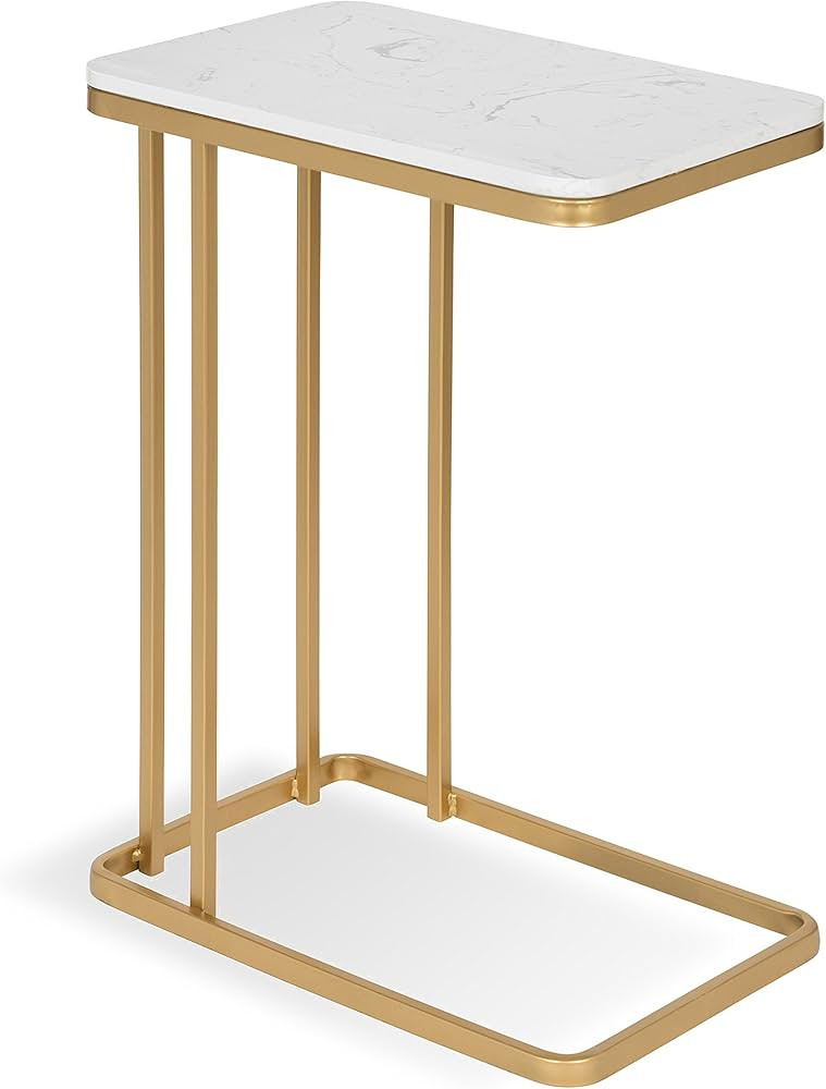 Kate and Laurel Credele Modern-Glam Sofa Side C-Table with Gold Metal Base and Man-Made Marble To... | Amazon (US)