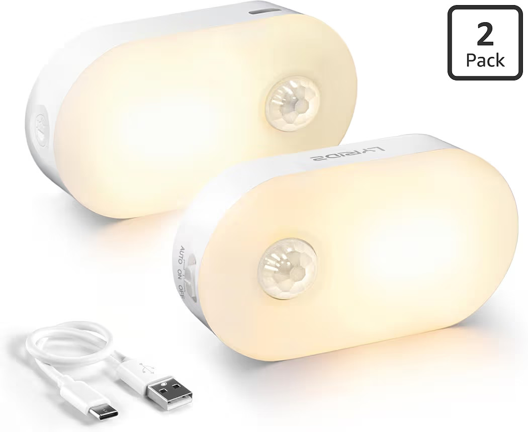 Lyridz Rechargeable Battery Night Light with Motion Sensor, Portable Mini Warm White LED Stick-on... | Amazon (US)