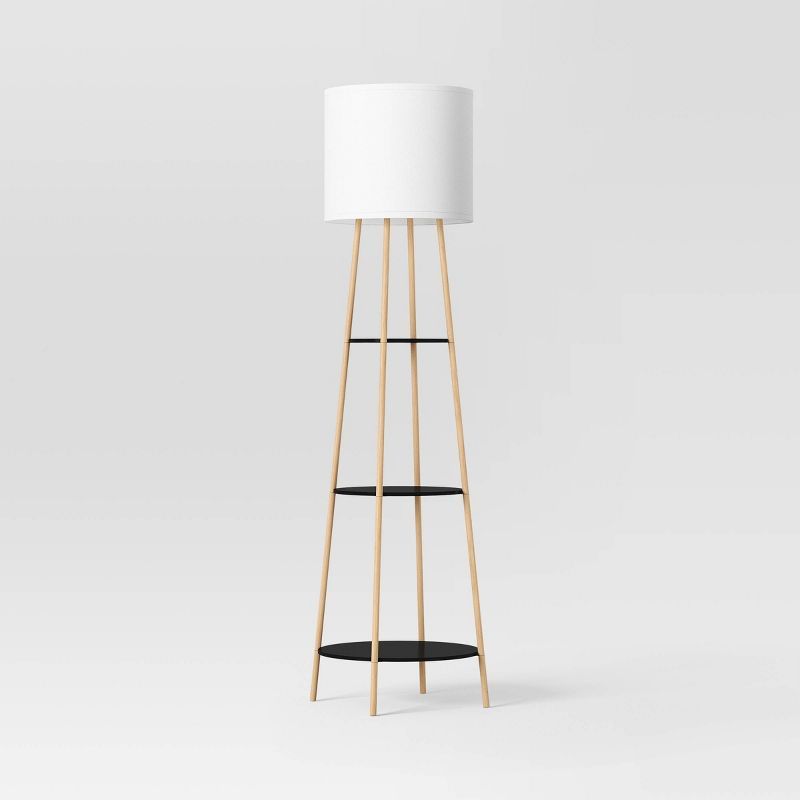 Floor Lamp with Shelves Black/Natural - Threshold™ | Target