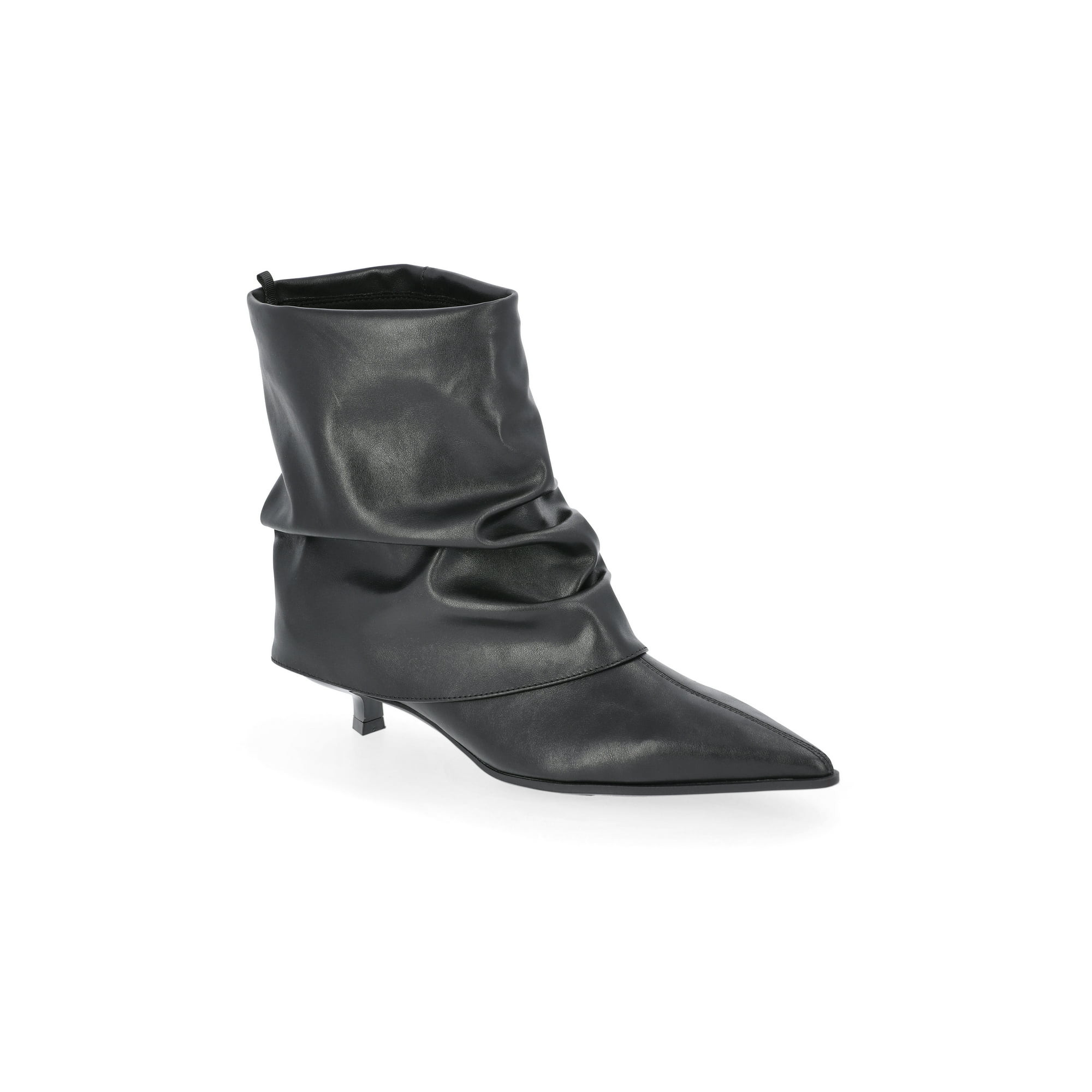 Time and Tru Women's Scrunch Fold-Over Kitten Heel Booties | Walmart (US)