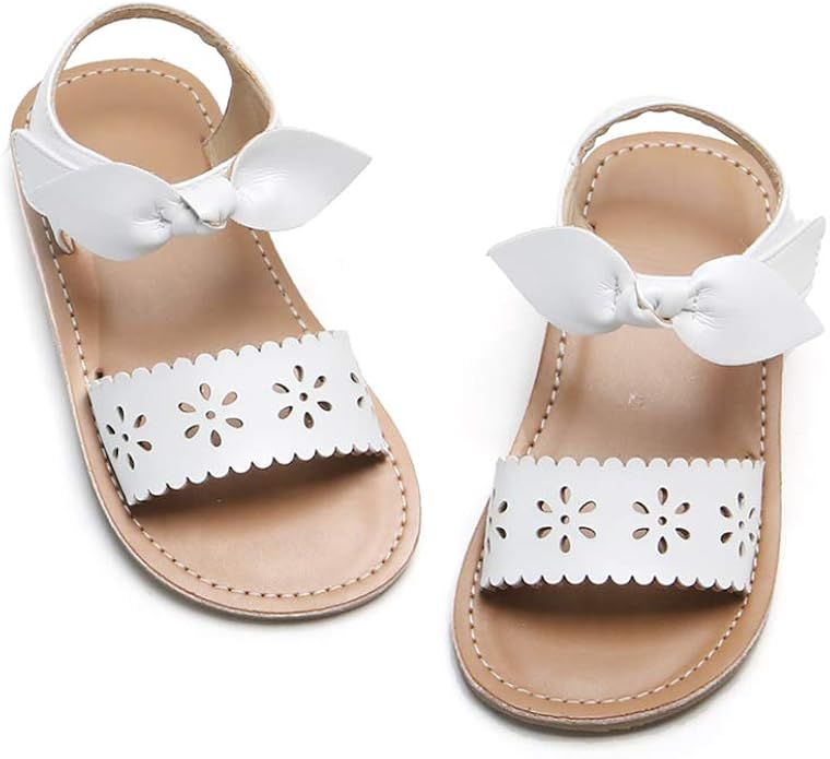 Flaryzone Toddler Girls/Little Girls' Easy Hook & Loop Flat Dress Sandals | Amazon (US)