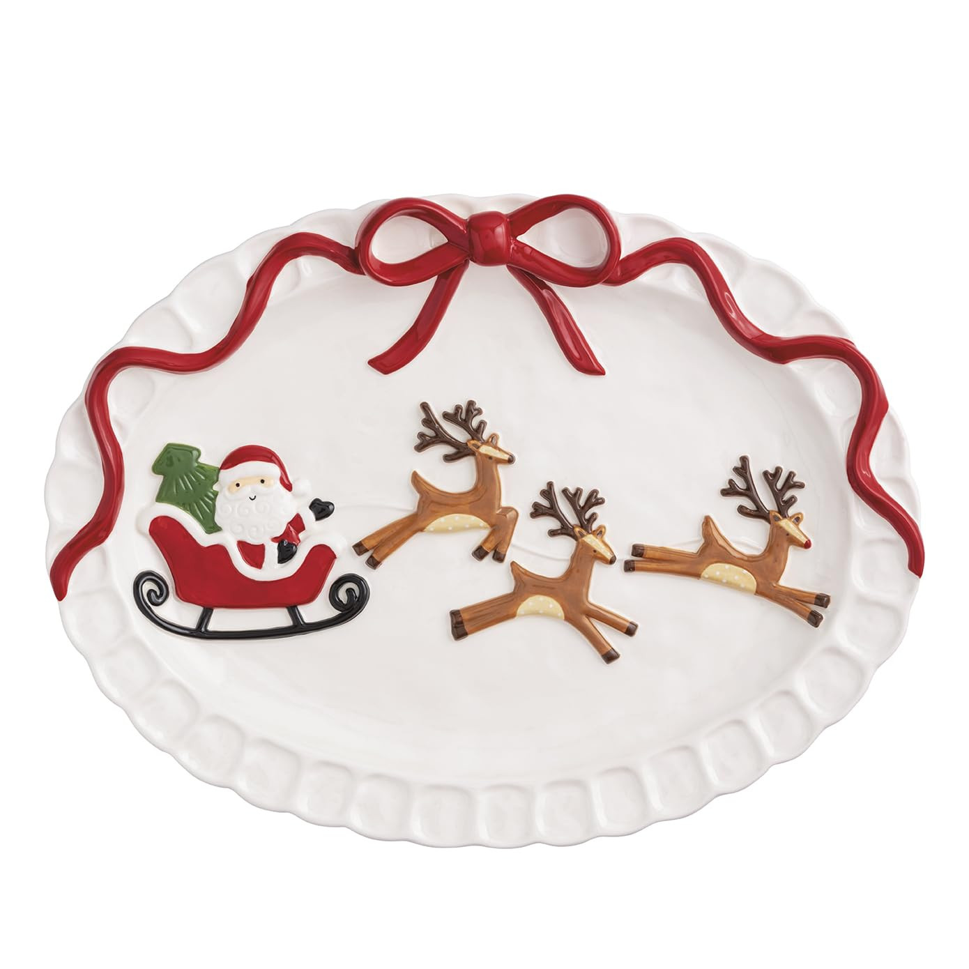 Mud Pie Christmas Santa Sleigh Platter | Amazon (US)