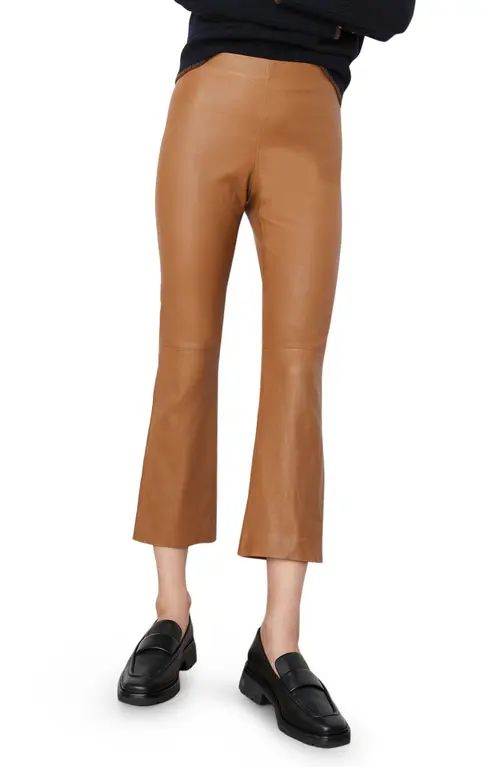 Vince Crop Flare Leg Leather Pants in Dark Teak at Nordstrom, Size Xx-Small | Nordstrom