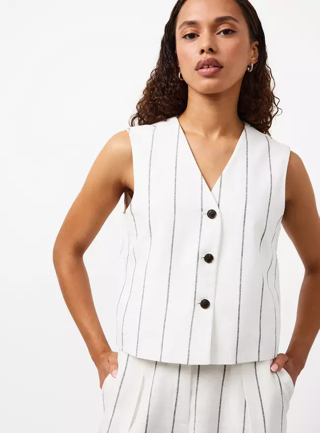 Buy White Stripe Linen Blend Co-ord Waistcoat 14 | Co-ords | Tu | Tu Clothing