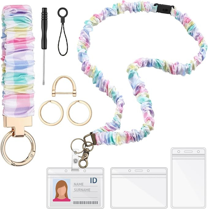 Teacher Scrunchies Lanyard with Safety Breakaway Buckle Retractable Lanyard Keychain Wristlet Off... | Amazon (US)