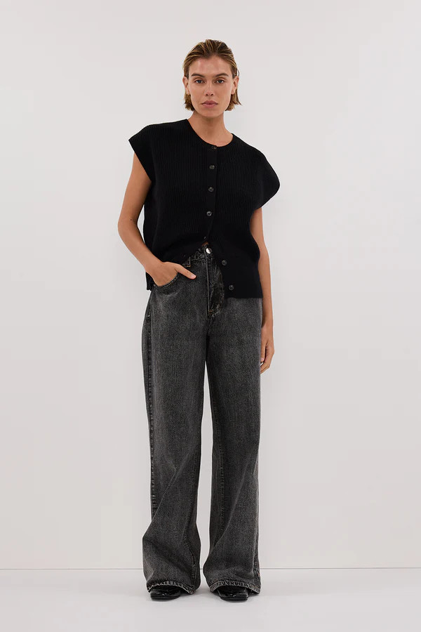 KATE BLACK KNIT VEST | DISSH