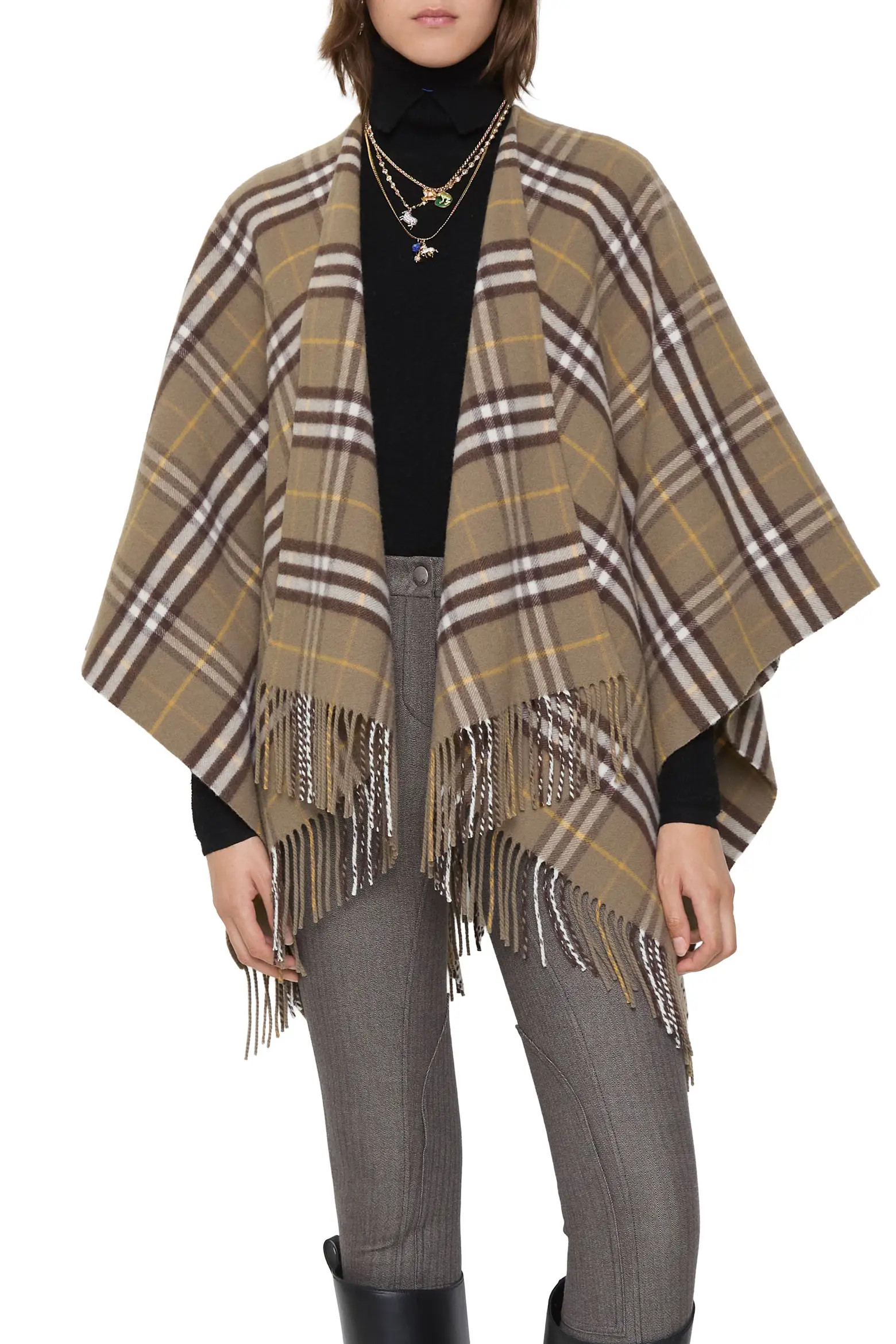 Check Double Face Wool & Cashmere Cape (Women) | Nordstrom | Nordstrom
