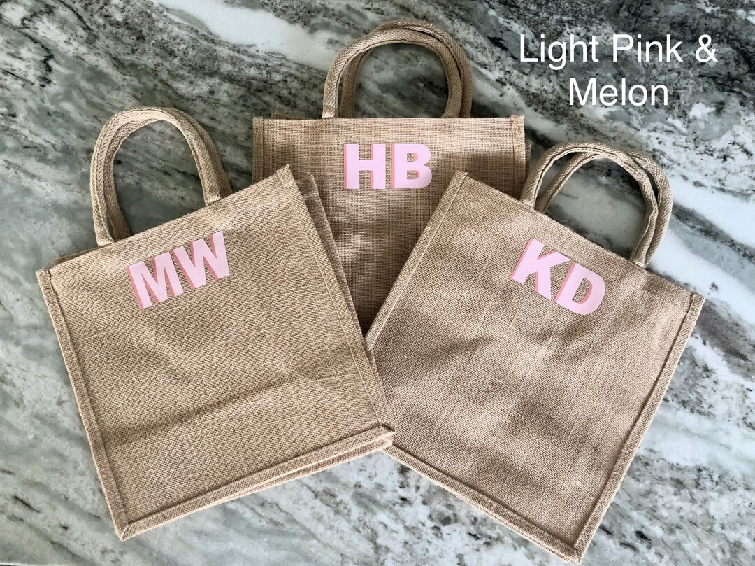 Custom Initials Jute Tote, Custom Burlap Beach Bag, Party Gift, Canvas Tote, Personalized Gift Ba... | Etsy (US)