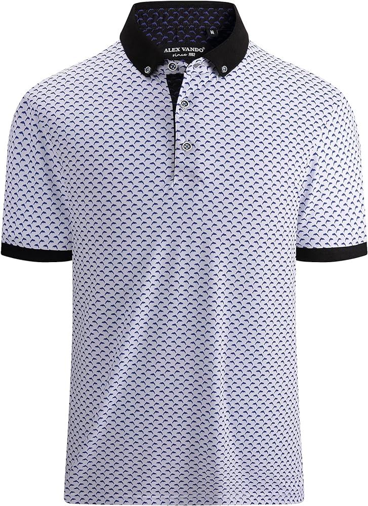 Alex Vando Mens Polo Shirts Short Sleeve Regular Fit Fashion Designed Shirt | Amazon (US)