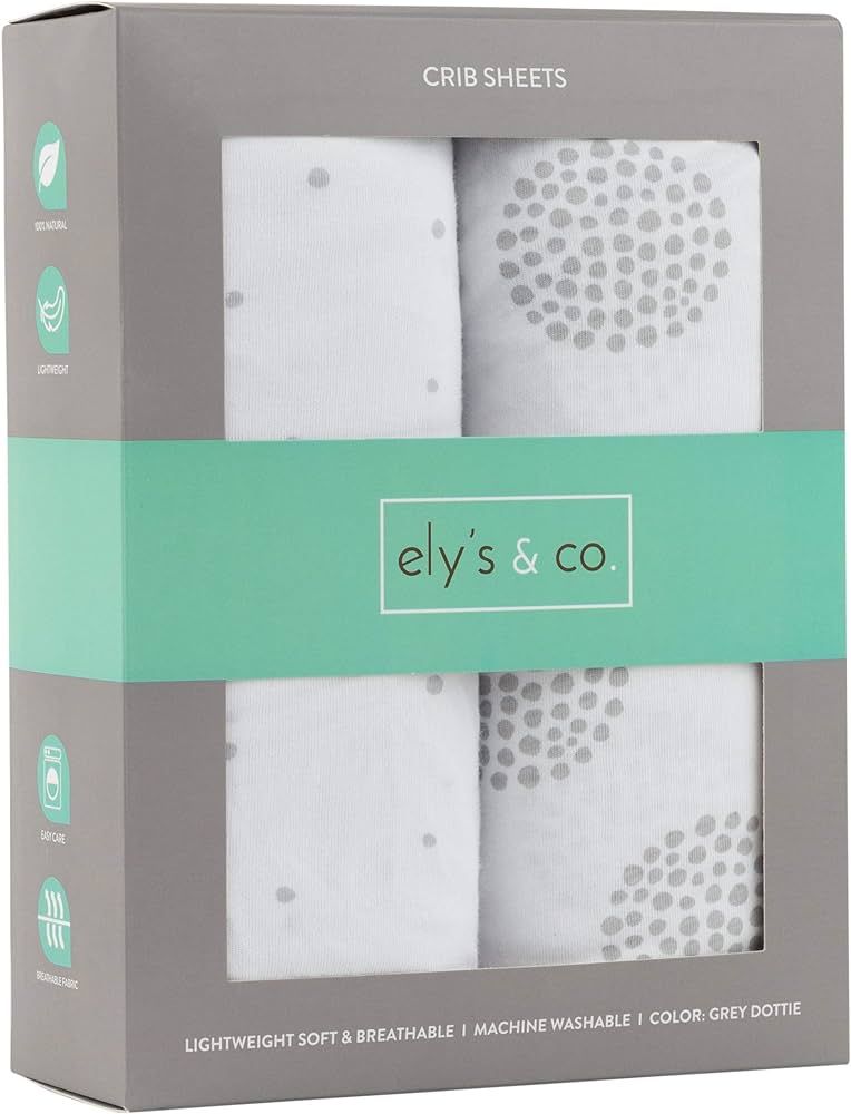 Ely's & Co. Crib Sheet 2-Pack Combed Jersey Cotton for Baby Boy or Baby Girl (Grey Dottie) | Amazon (US)