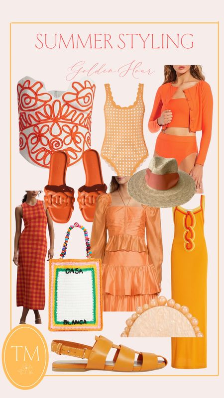 Summer styling series ☀️ golden hour pieces. 

-summer wedding 
-summer vacation 
-resort wear 
-swimwear 
-orange dress 
-beach vacation 

#LTKSeasonal #LTKtravel #LTKswim