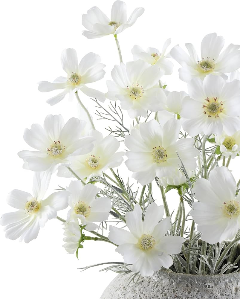 DuHouse 8 Pcs Artificial Cosmos Silk Flowers, Fake Floral Plants for Wedding Bouquets Table Cente... | Amazon (US)