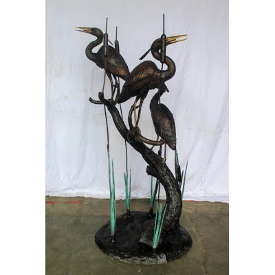 Nifao Collection Three Life Sized Pelicans Standing, A Giant Bronze Fountain 38" x 32" x 71"H | Wayfair North America