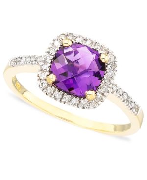 10k Gold Cushion-Cut Amethyst (1 ct. t.w.) & Diamond Ring (1/10 ct. t.w.) | Macys (US)